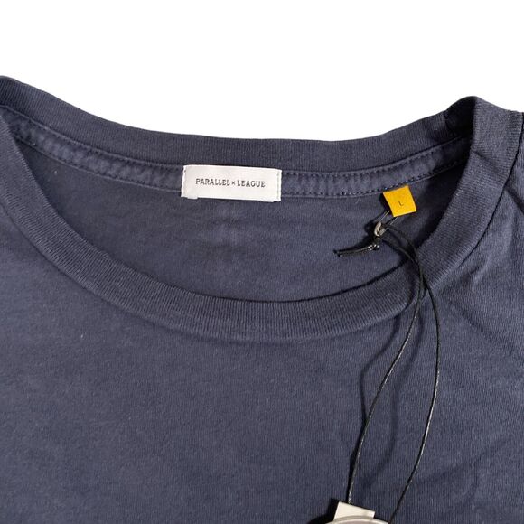 Men's Parallel x League NWT Navy Blue Pocket T-Shirt L Logo Cotton USA - Picture 2 of 6